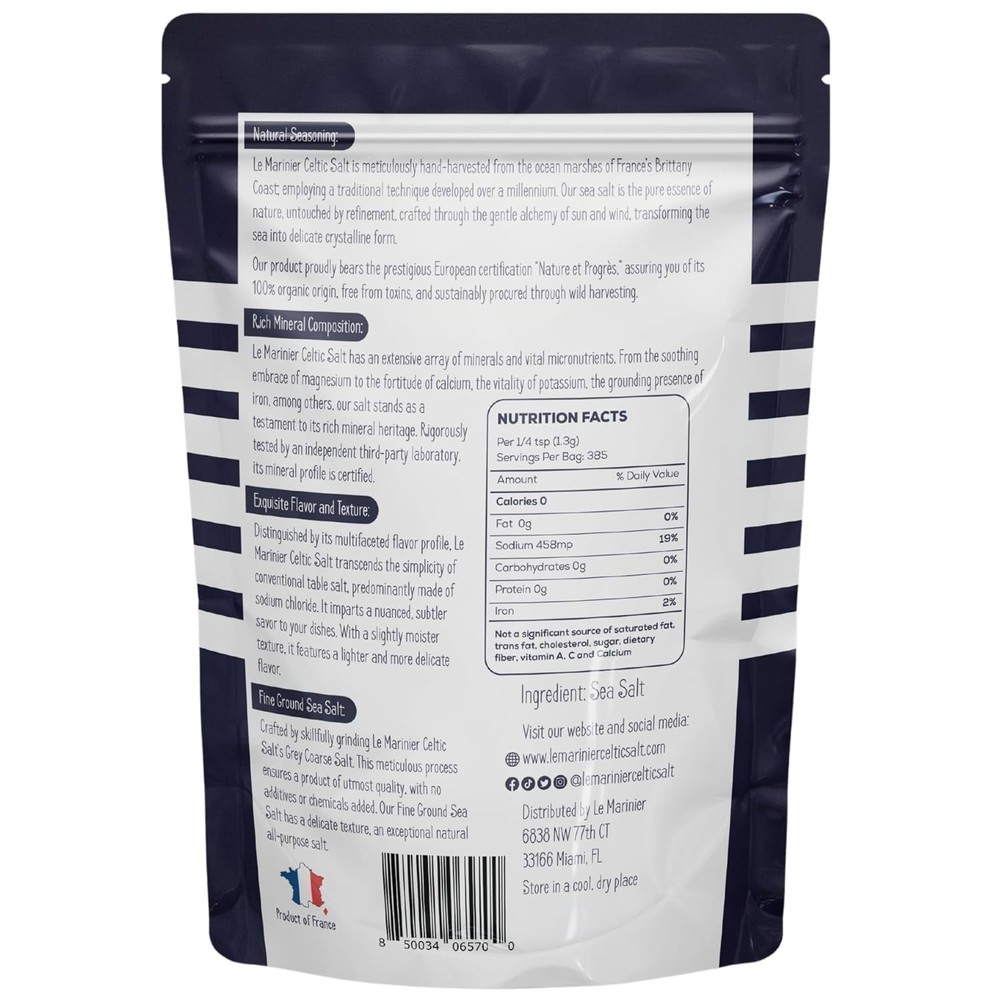 Fine Ground Celtic Salt - 100% Natural, 2 Pack
