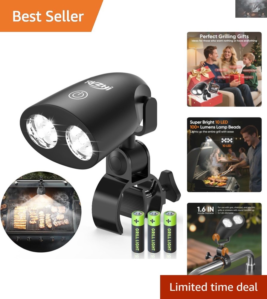 Adjustable LED Grill Light with 10 Bright Bulbs - Essential for Nighttime BBQs