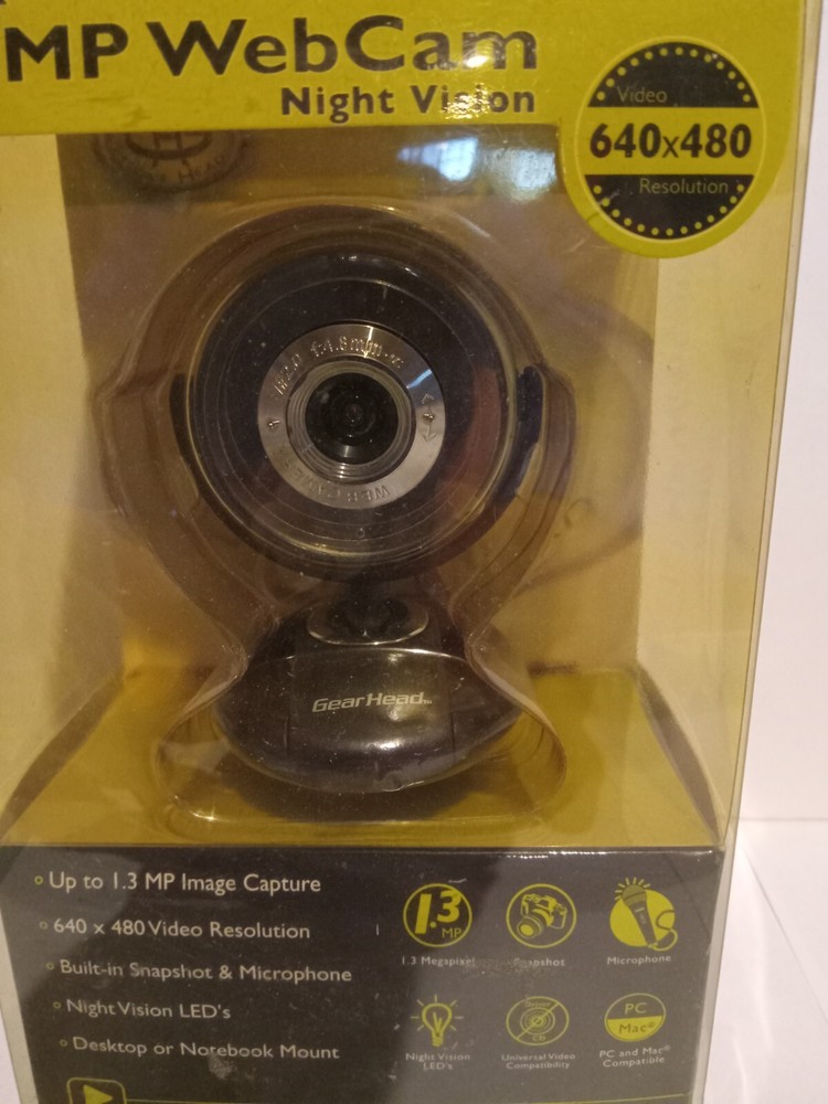Webcam With Night Vision Quick 1.3 MP Built In Microphone Includes Manual