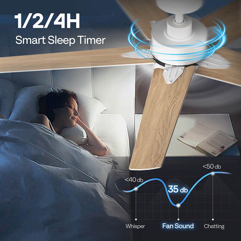 52'' Flush Mount LED Ceiling Fan with Light & Remote 6+1 Speeds, 3CCT, Dimmable