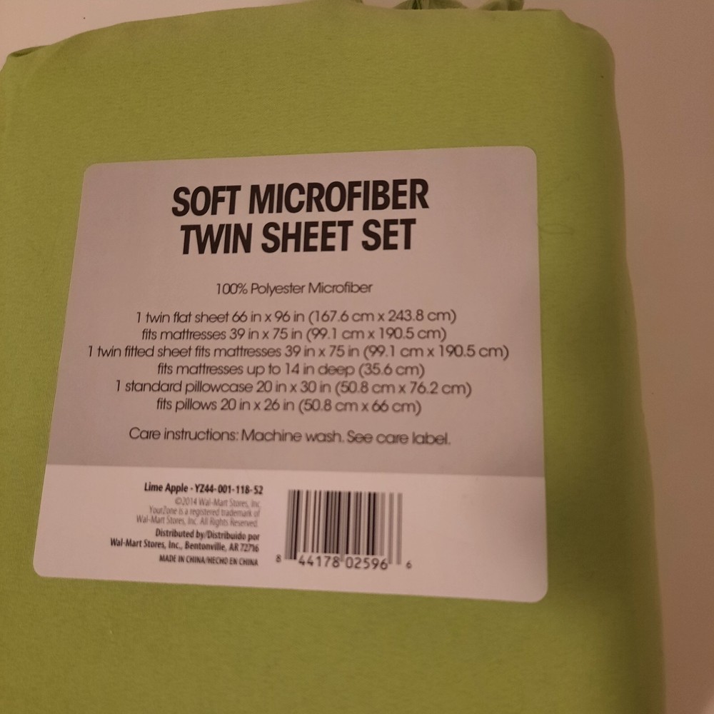 Your Zone Twin Sheet Set Soft Microfiber In Lime Apple Green