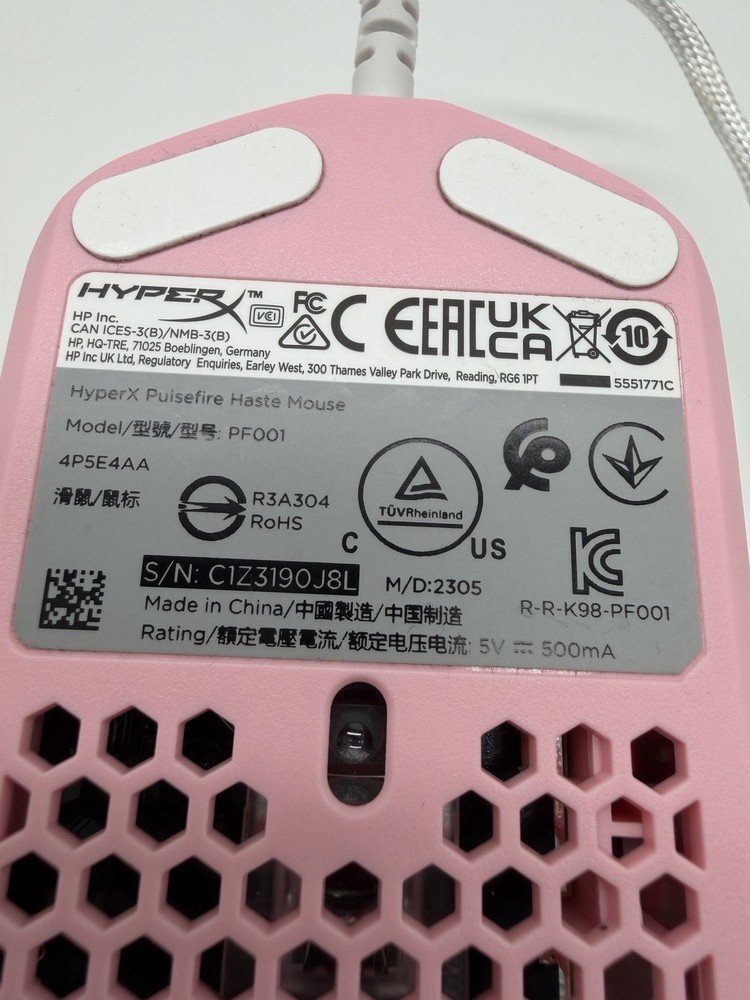 HyperX Pulsefire Haste Gaming Mouse White Pink Honeycomb Wired USB PC!(TESTED)