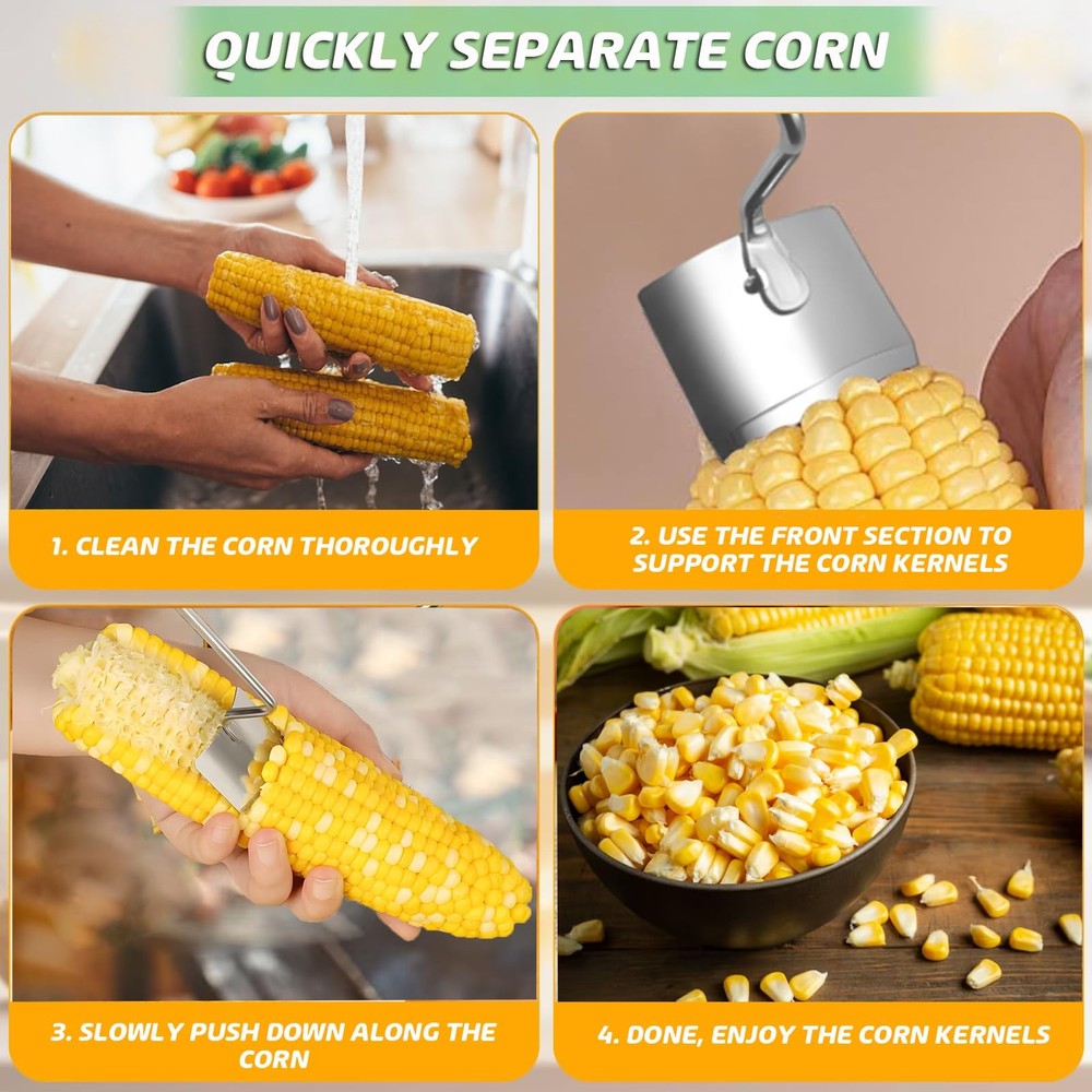 Corn Peeler, Corn Stripper, Long Handle Stainless Steel Corn Stripping Too Th...