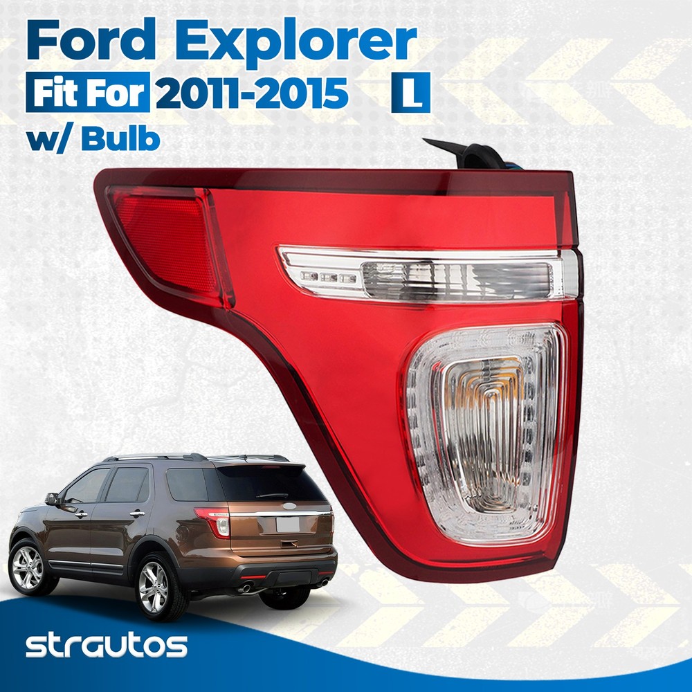 LED Tail Light For 2011-2015 Ford Explorer Red Clear With Bulbs Left Driver Side