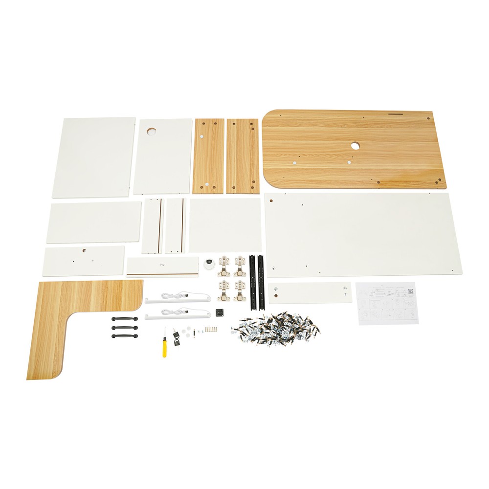 Reception Desk with LED Lights - Modern Office Front Counter & Storage