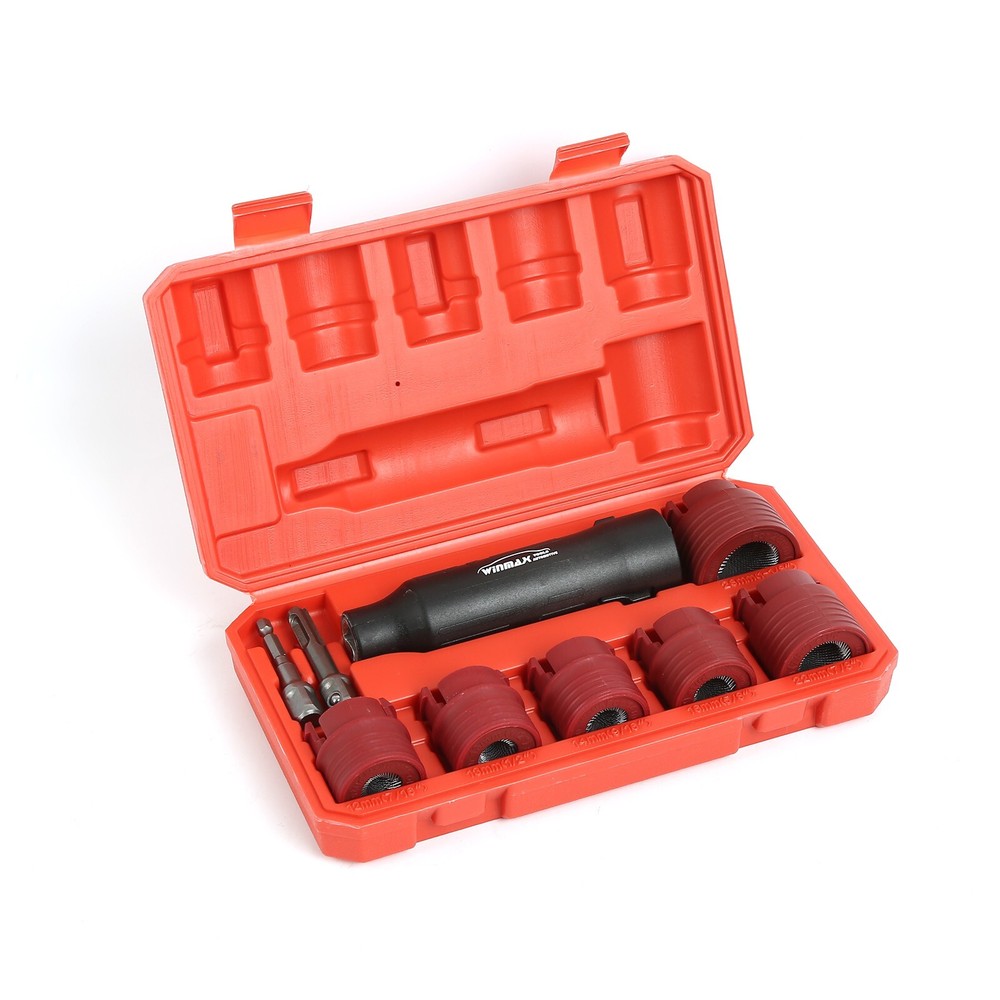 Wheel Stud Cleaner Tool Set to Remove Rust and Debris 1/4" Hex to 1/2" Square Dr