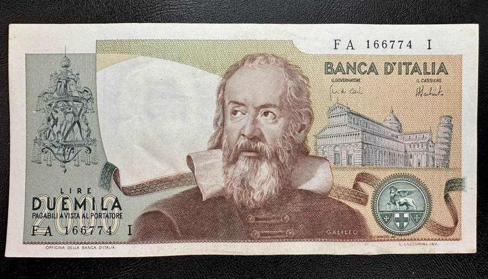 1973 ITALY 2,000 Lire Banknote, AU About Uncirculated