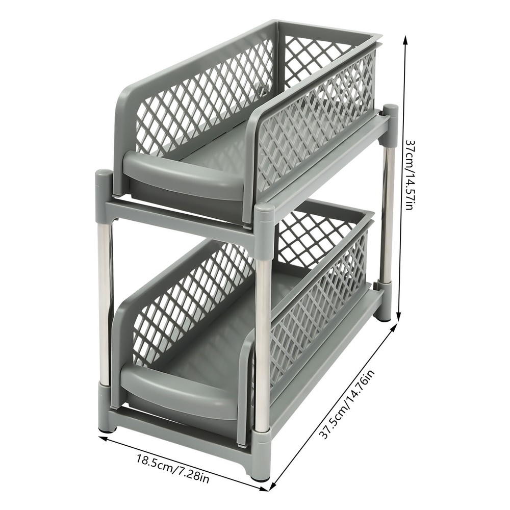 2-Tier Pull-Out Under-Sink Organizer with Slide-Out Design and Large Capacity