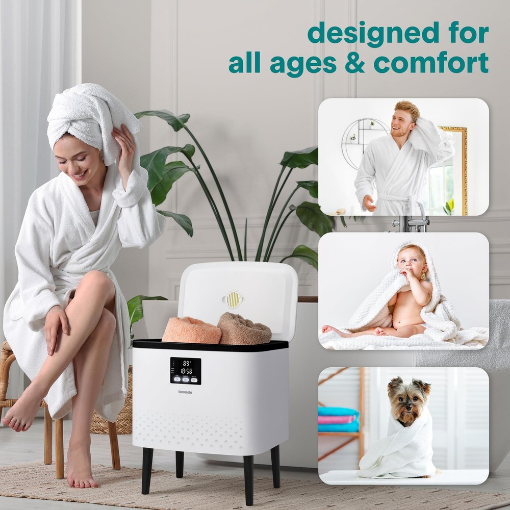 SereneLife Rectangular Towel Warmer Bucket – 20L Large Capacity - Black