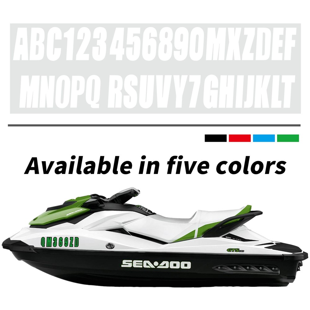 White Alpha-Numeric Registration Identification Number Stickers Decals for Boat
