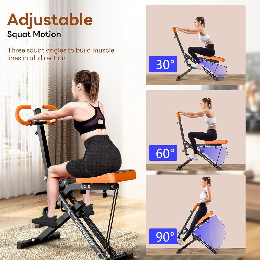 Squat Machine for Home Gym, Squat Rowing Machine with Adjustable Resistance and