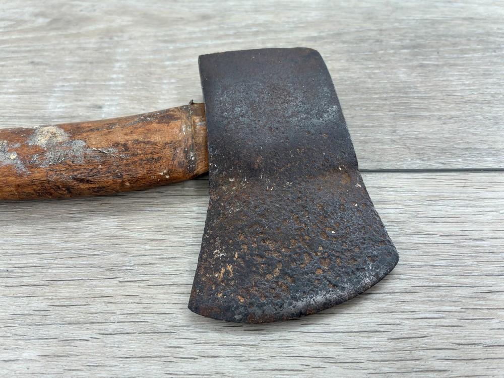 Vintage Axe Scout Hatchet Camping Outdoors Rustic Pitted Head Primitive Tool