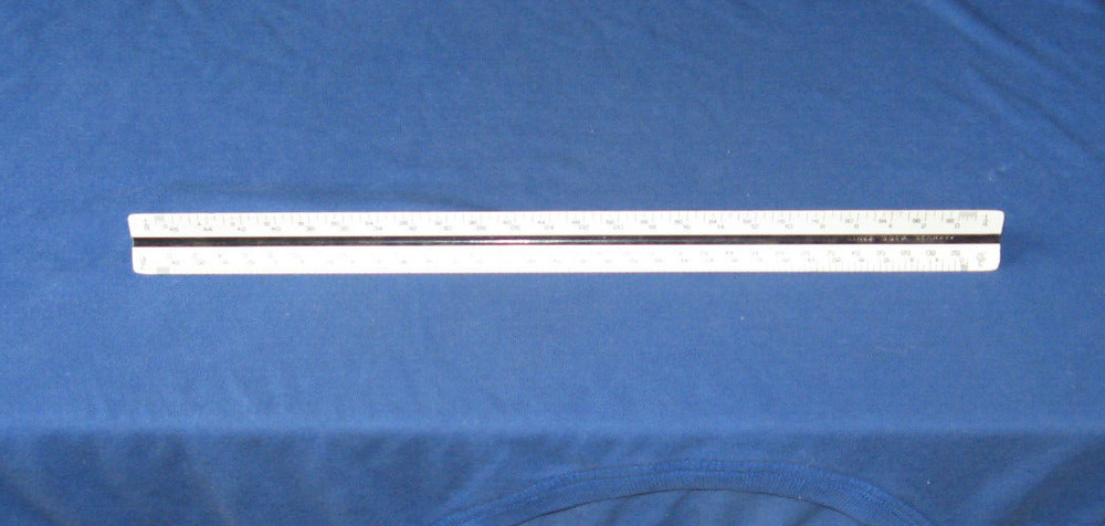 LINEX Triangular Ruler 301A in CASE - Made in Denmark - ENGINEERING RULER