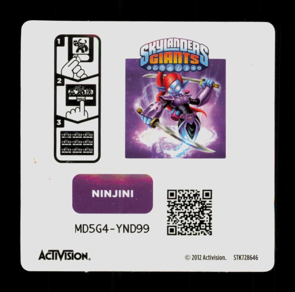Ninjini Skylanders Giants 2012 Activision Sticker