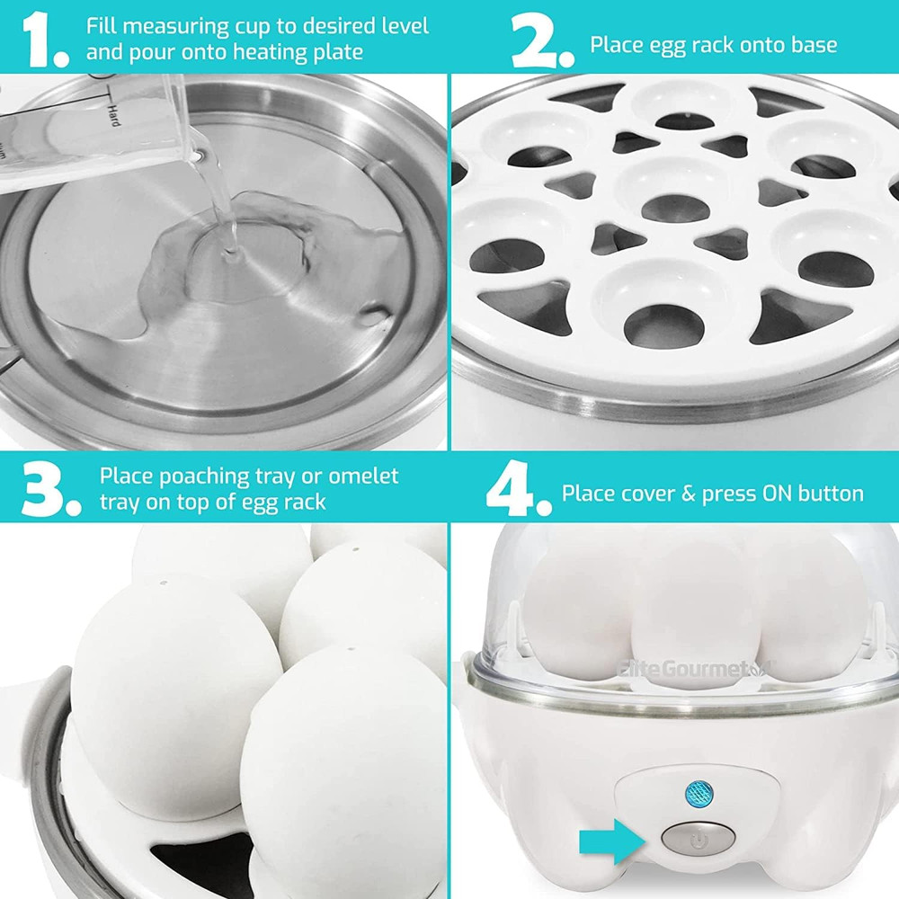 EGC-007## Rapid Egg Cooker 7 Easy To Peel Hard Medium Soft Boiled Eggs...