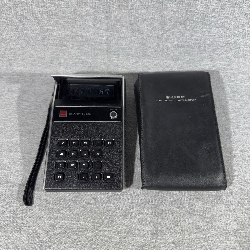 Vintage Sharp EL-808 LCD Liquid Crystal Display 1973 Calculator With Case