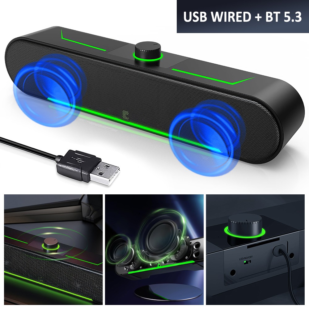 Wired USB Powered PC Speakers Bluetooth 5.3 Computer Speakers for Desktop Laptop
