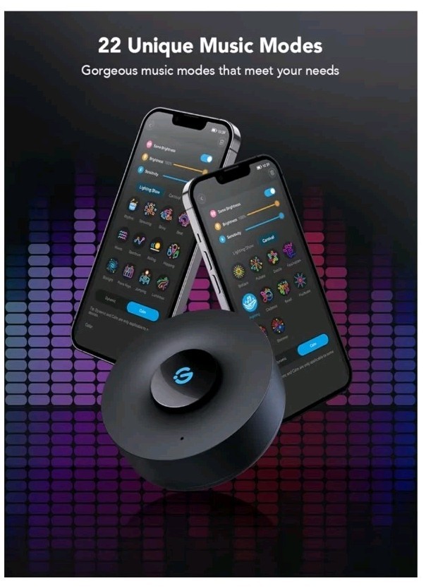 Govee Music Sync Box, Bluetooth Group Control 7 Devices, 22 Dynamic Music Modes,