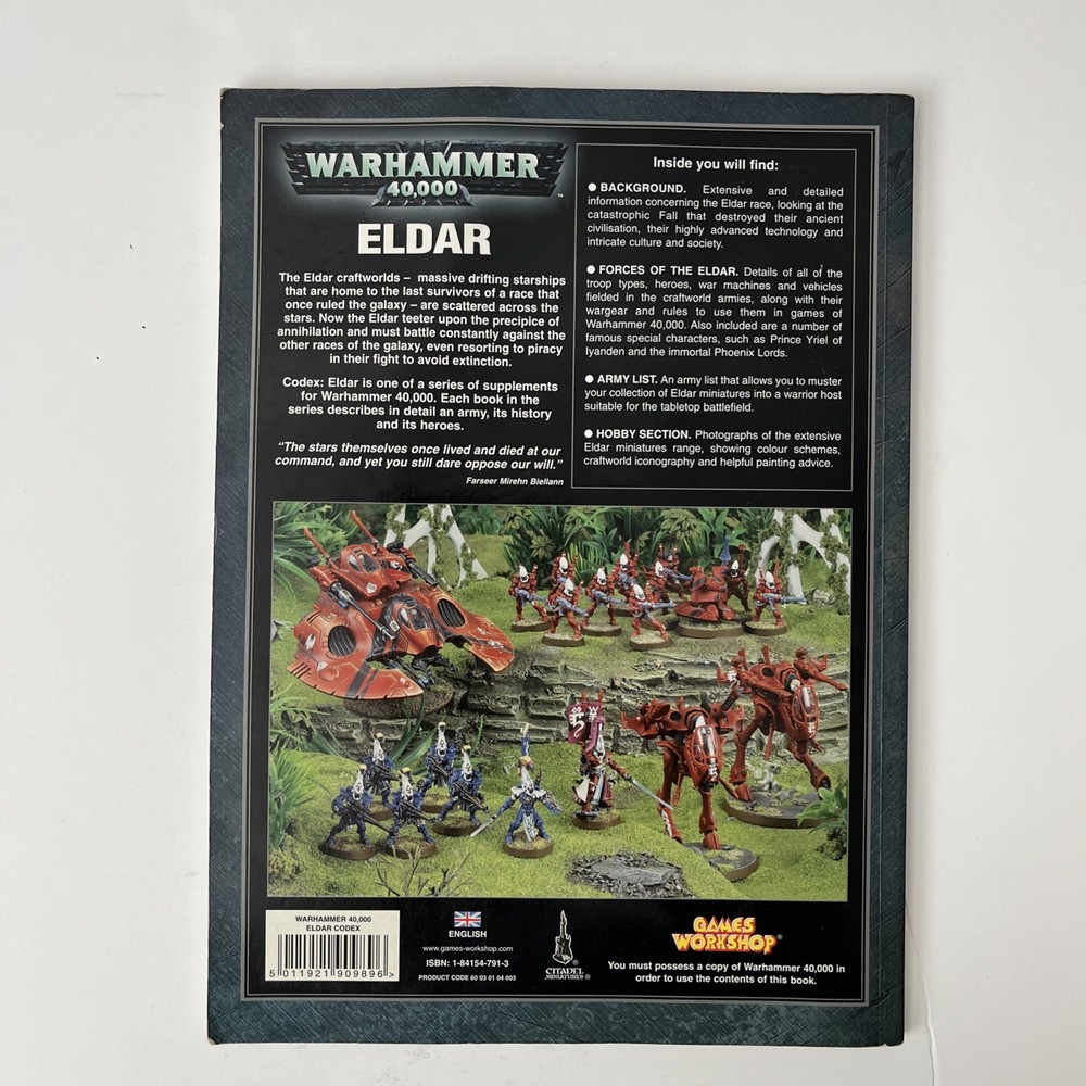 Warhammer 40,000 Eldar Codex 4th Edition 2006 Rulebook Games Workshop Army Book
