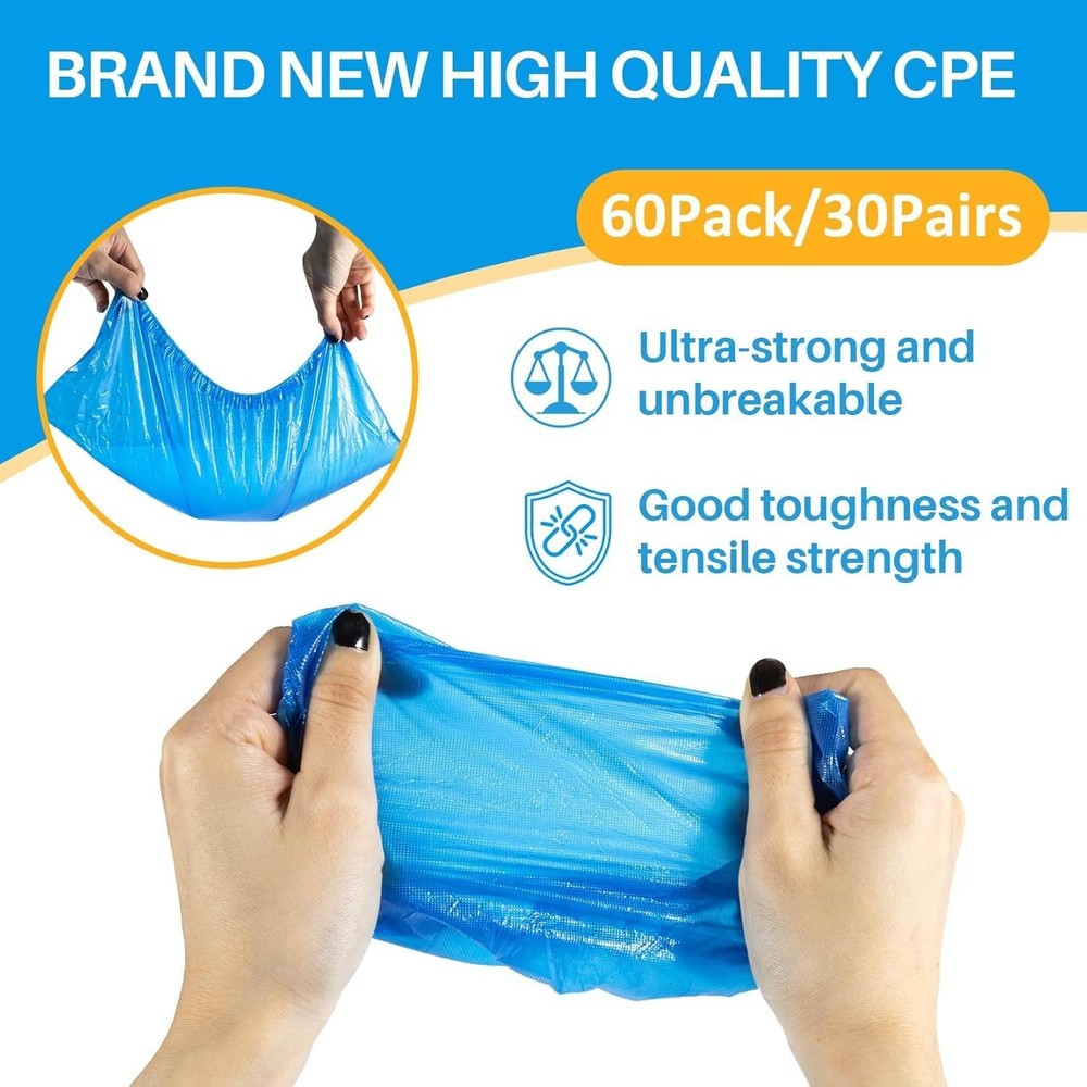 60 Pcs Disposable Plastic Shoe Covers