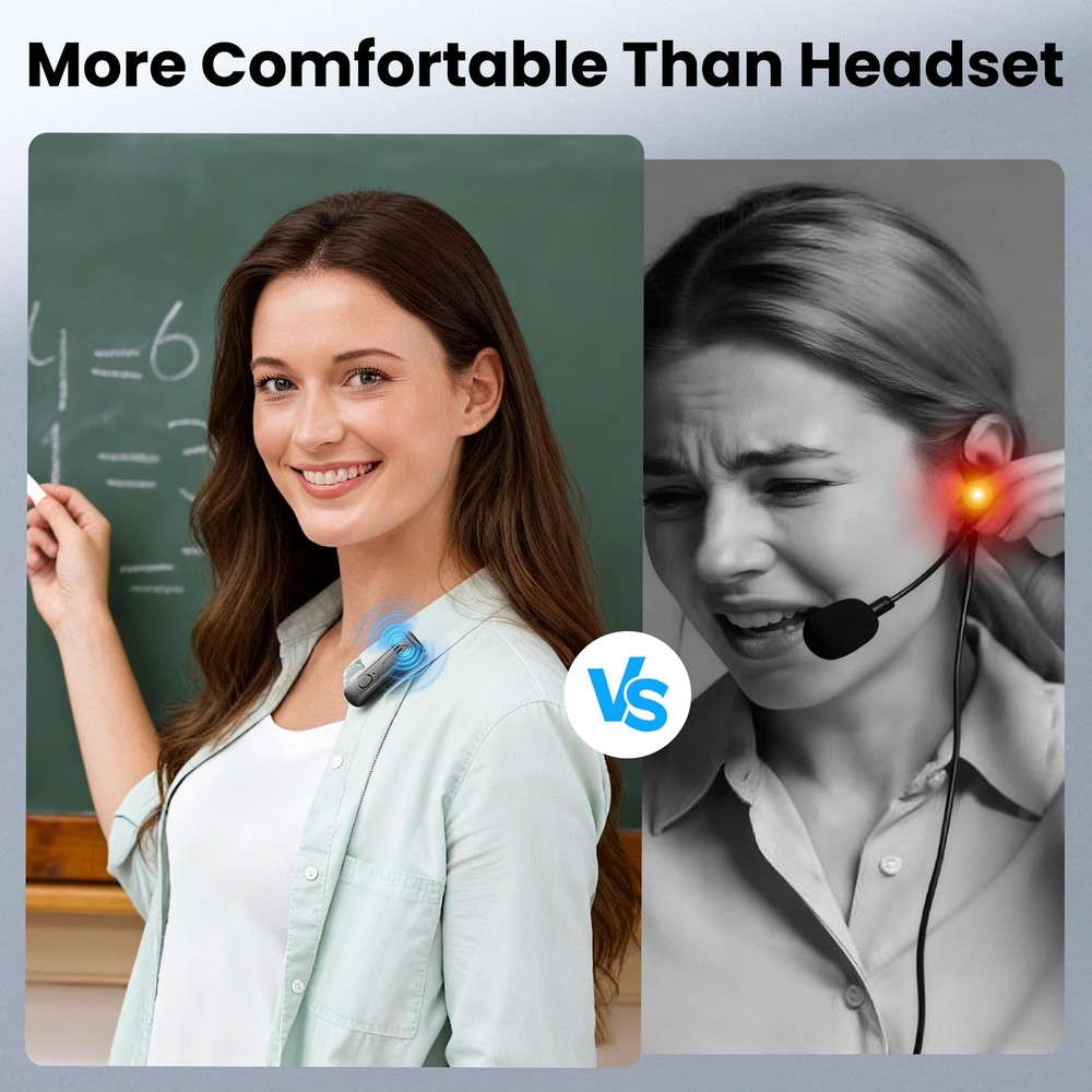 Voice Amplifier Wireless Microphone with Bluetooth Lavalier, Portable Microph...