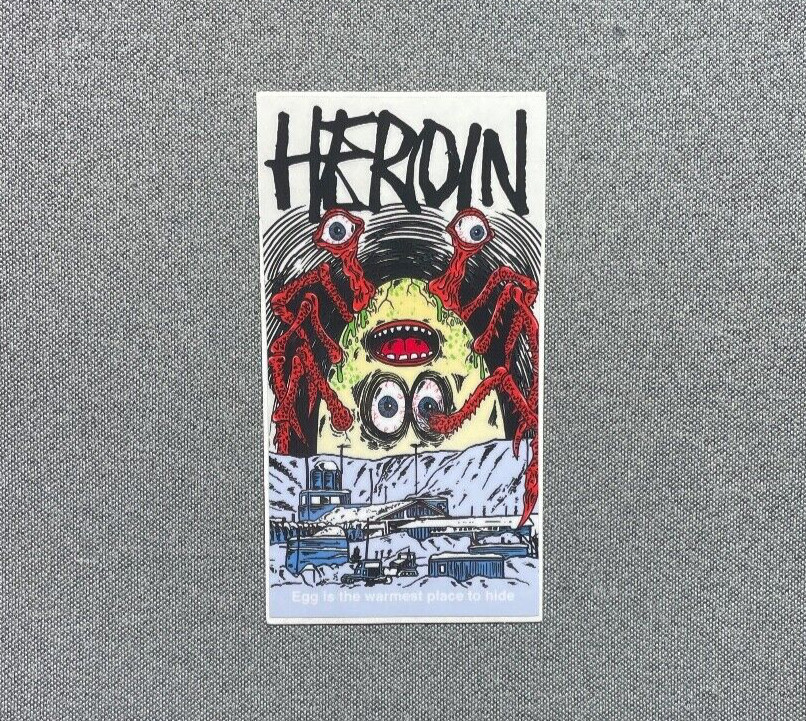 HEROIN Spider Egg Skateboard Sticker 4.88"
