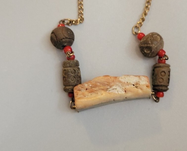 Vintage Abalone Tribal Bead Necklace