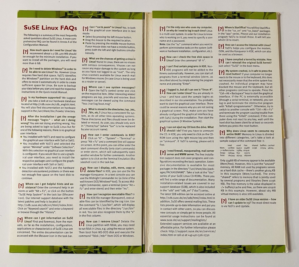 SuSE Linux Professional 7.3 Boxed Set (7-CD) Vintage Linux OS w/ Manual 2000s PC