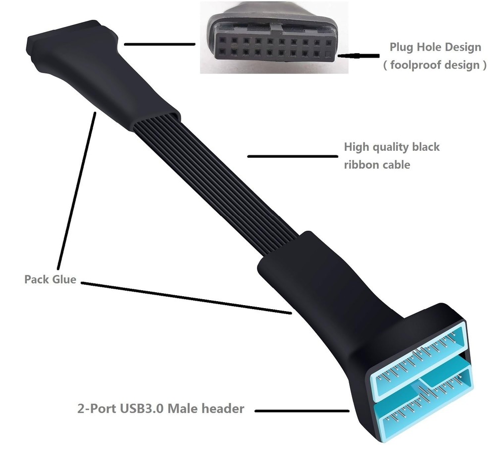 USB 3.0 Header Splitter Extension Cable,Motherboard Internal hub...