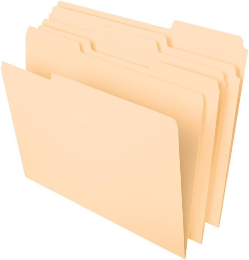 100 Pack Manila File Folders, 1/3-Cut Tabs for Efficient Organization