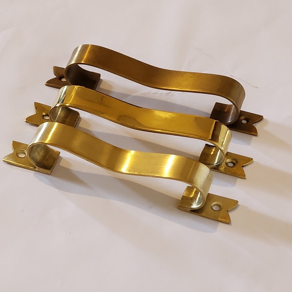6 D PULL 6" handle heavy ribbon solid heavy brass old style kitchen GRAB 15 cm