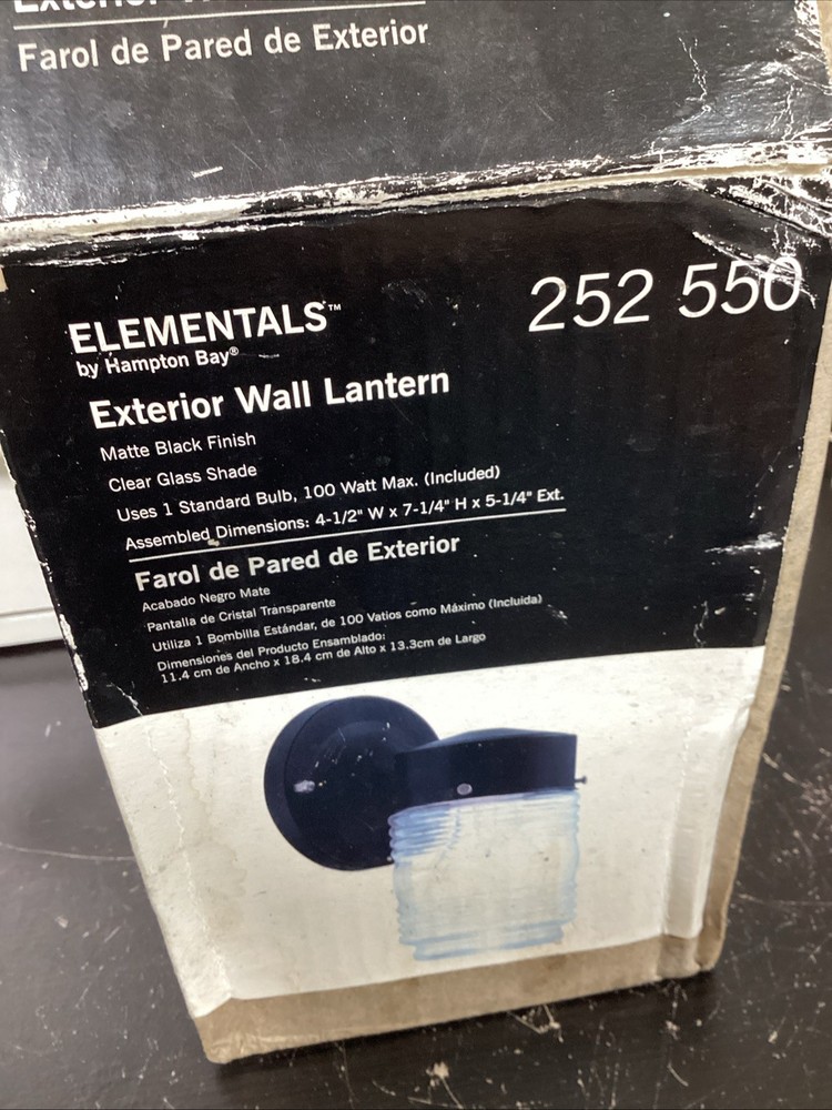 Elementals 252 550 Exterior Wall Lantern Matte Black New