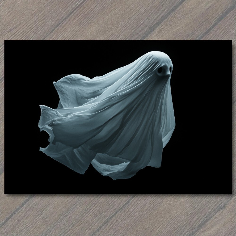 FLATCARD Halloween Ghost White Sheet Eerie Spooky Phantom Costume Dark Theme