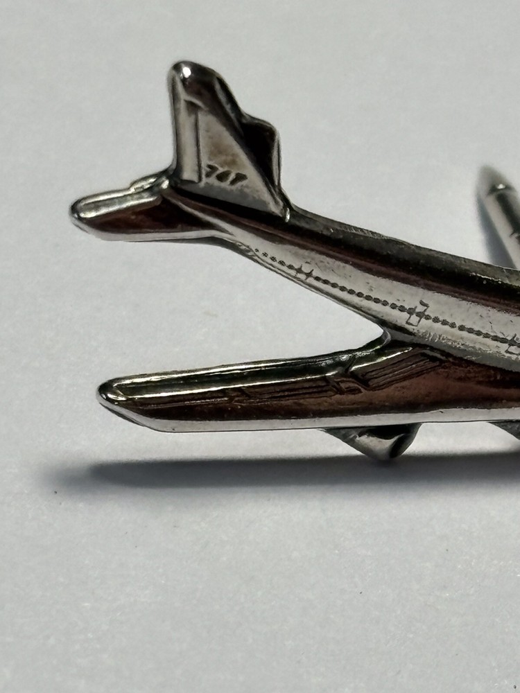Boeing 747 Lapel Pin - Tie Tack. Sterling Silver