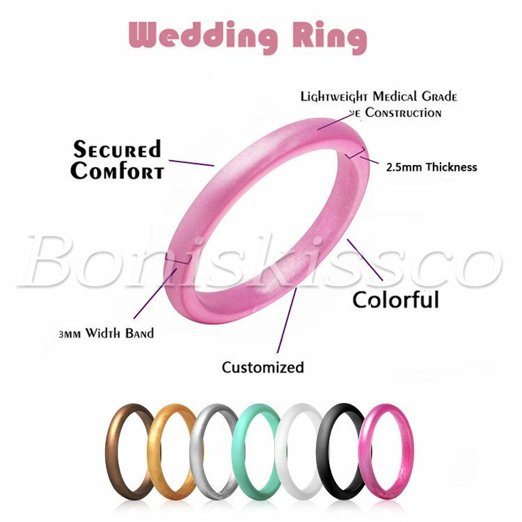 7pcs Women's Silicone Wedding Band Rings Thin-Silicone Stackable Comfort Outfit