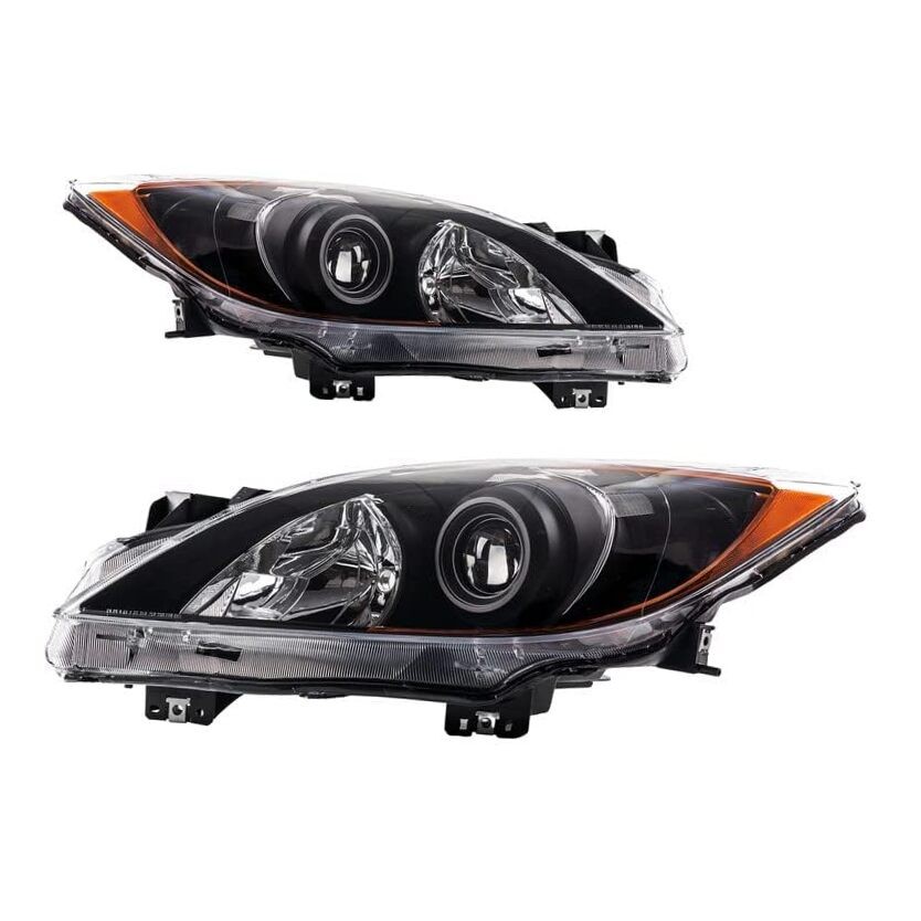 Headlight Assembly Pair, Compatible with 2010-2013 Mazda 3 2.0/2.5L, Chrome