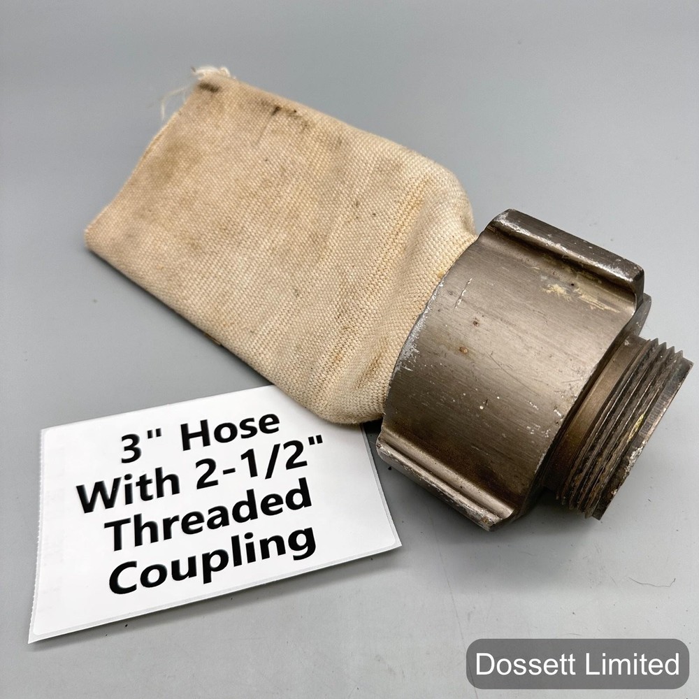 3 Inch Fire Hose with 2-1/2 Inch Threaded Coupling NH FM Canvas Type Adapter