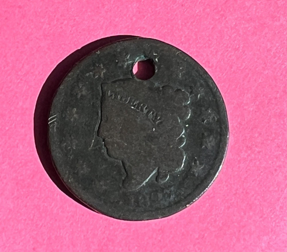 1827 Coronet Head Large Cent - hole