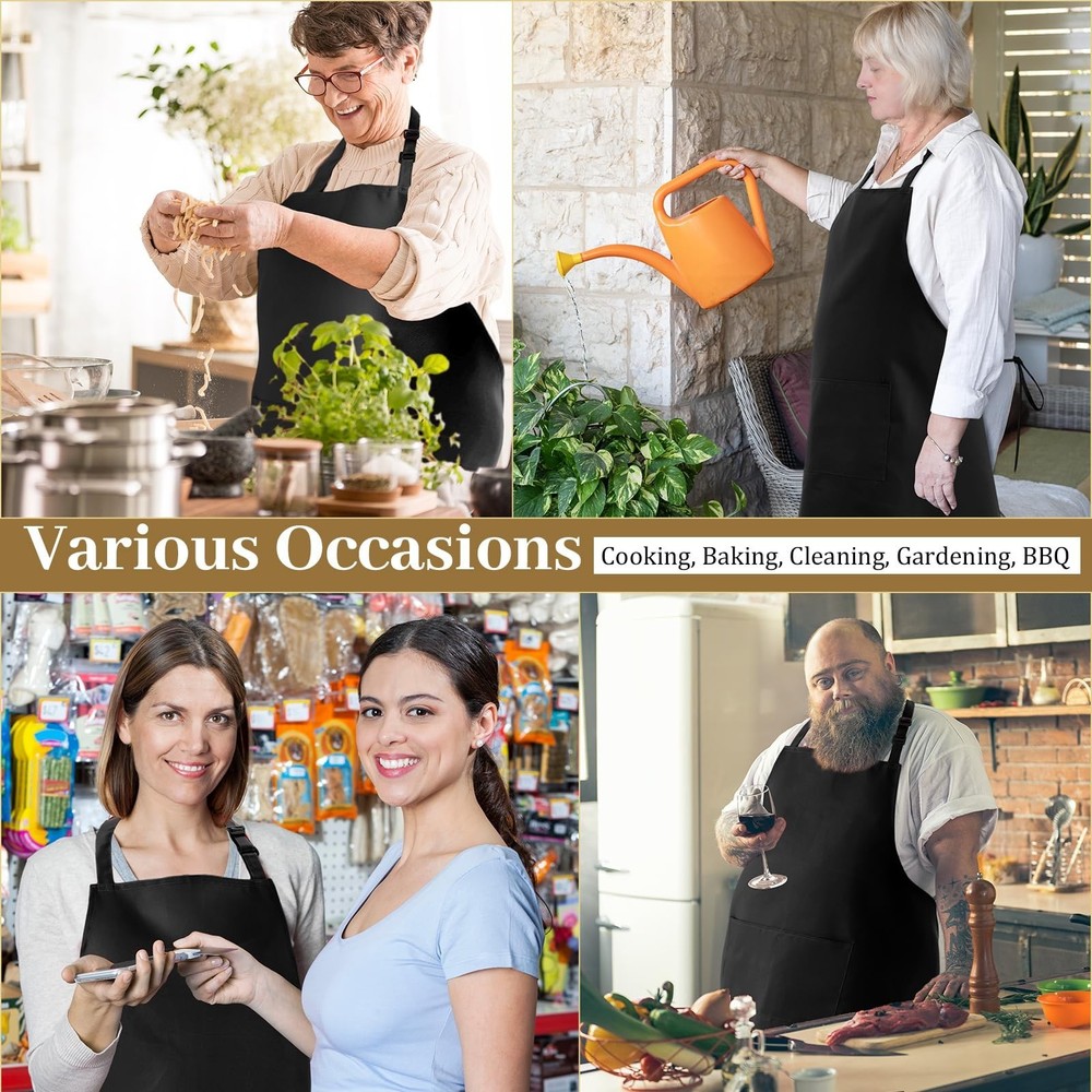 Shyyween 2 Pcs Plus Size Chef Aprons Extra Large Adjustable Unisex Kitchen Ap...