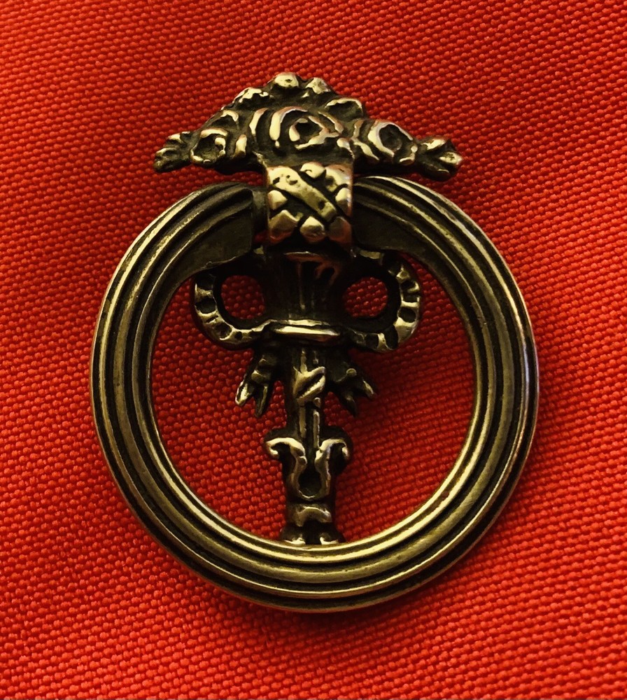 BRASS ORNATE VICTORIAN FRENCH PROVINCIAL antique hardware drawer pull Drop ring
