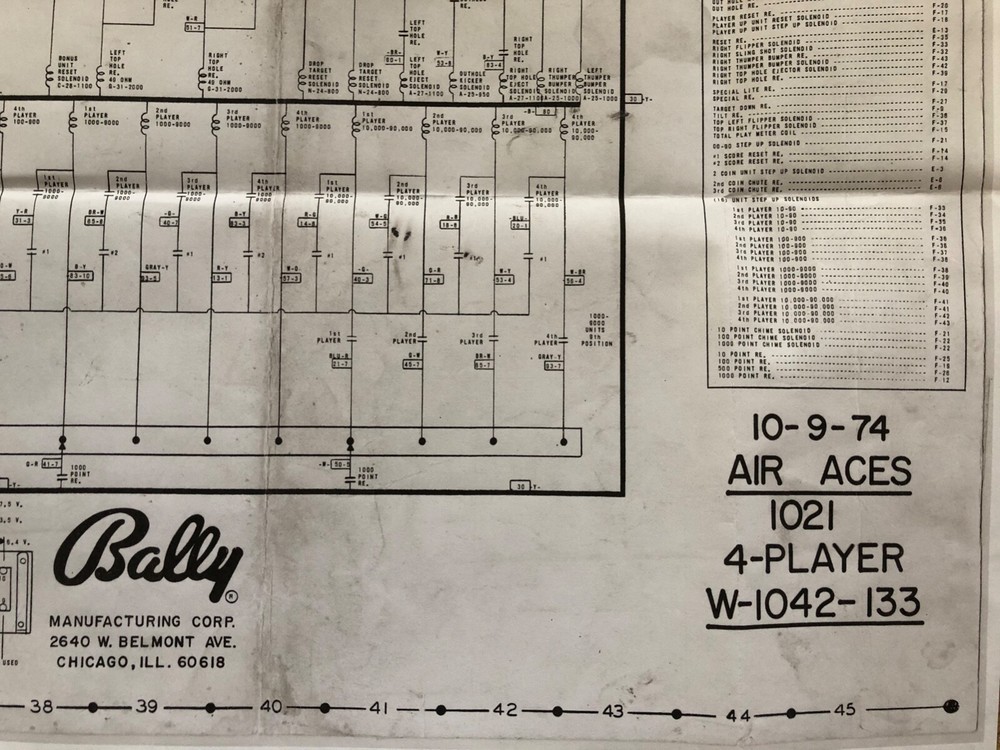Bally Air Aces Pinball Machine Schematic