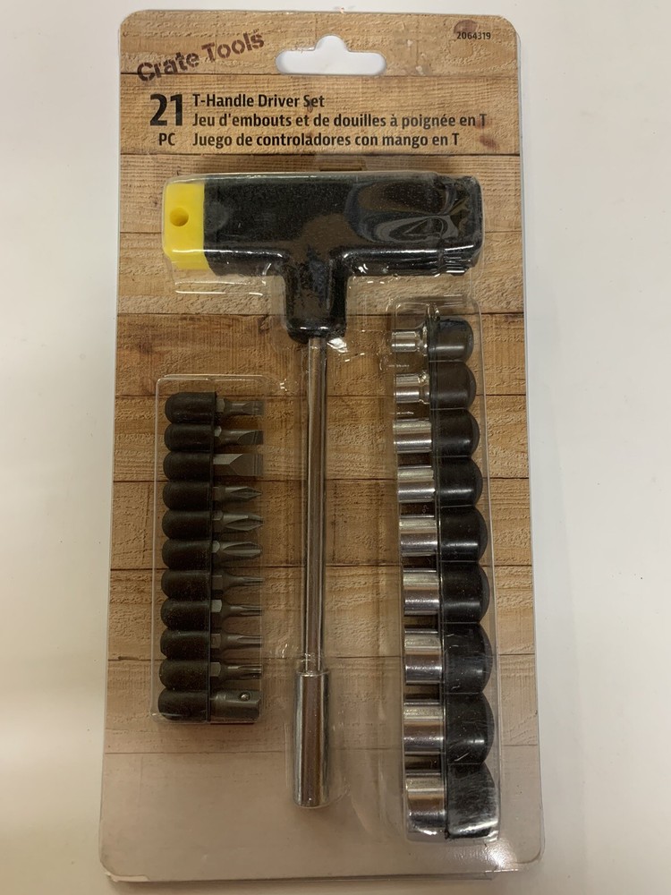 (5) NEW Crate Tools 21 Piece T-Handle Driver Set