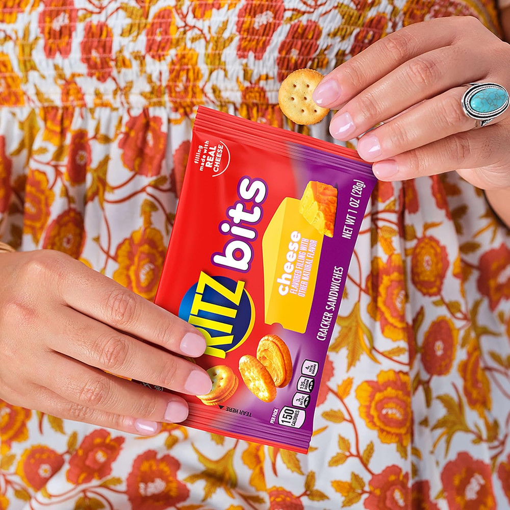 Bits Cheese and Bits Peanut Butter Sandwich Crackers Variety Pack, Lunch Snacks