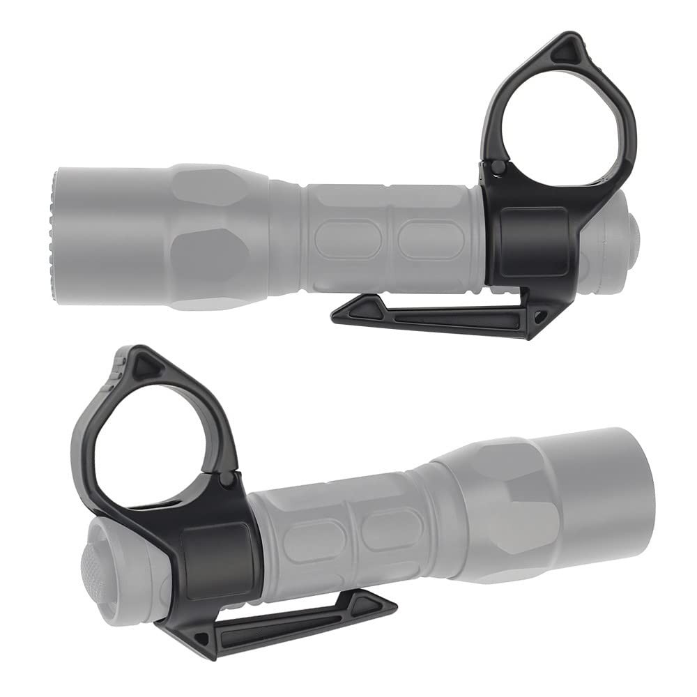 Tactical Flashlight Ring, Portable Holder with Pocket Clip Black