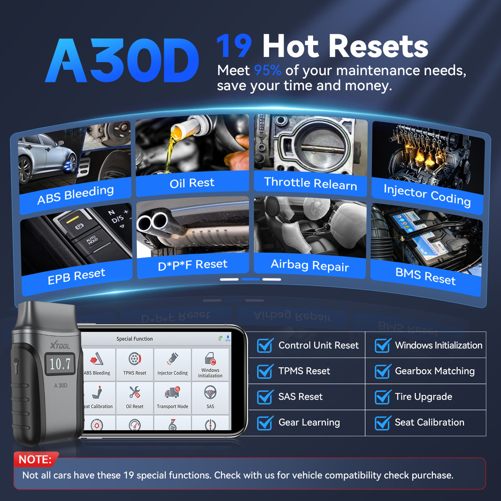 🔥XTOOL A30D V2.0 Diagnostic Tool OBD2 Scanner All System 19+Resets Code Reader