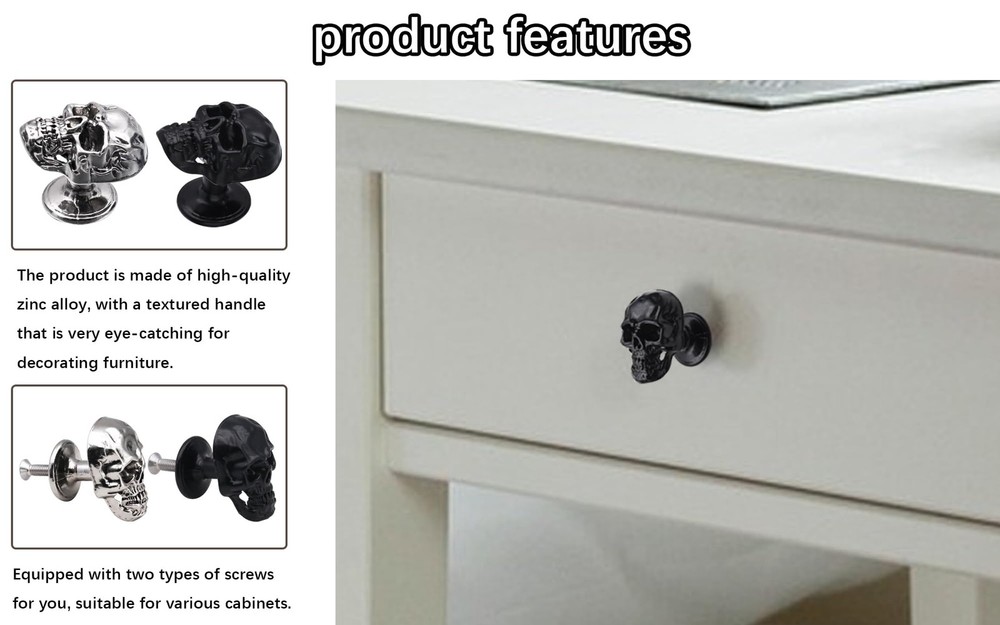 8 Pack Skull Skeleton Cabinets Knobs, Single Hole Pull Handle for Drawer Ward...