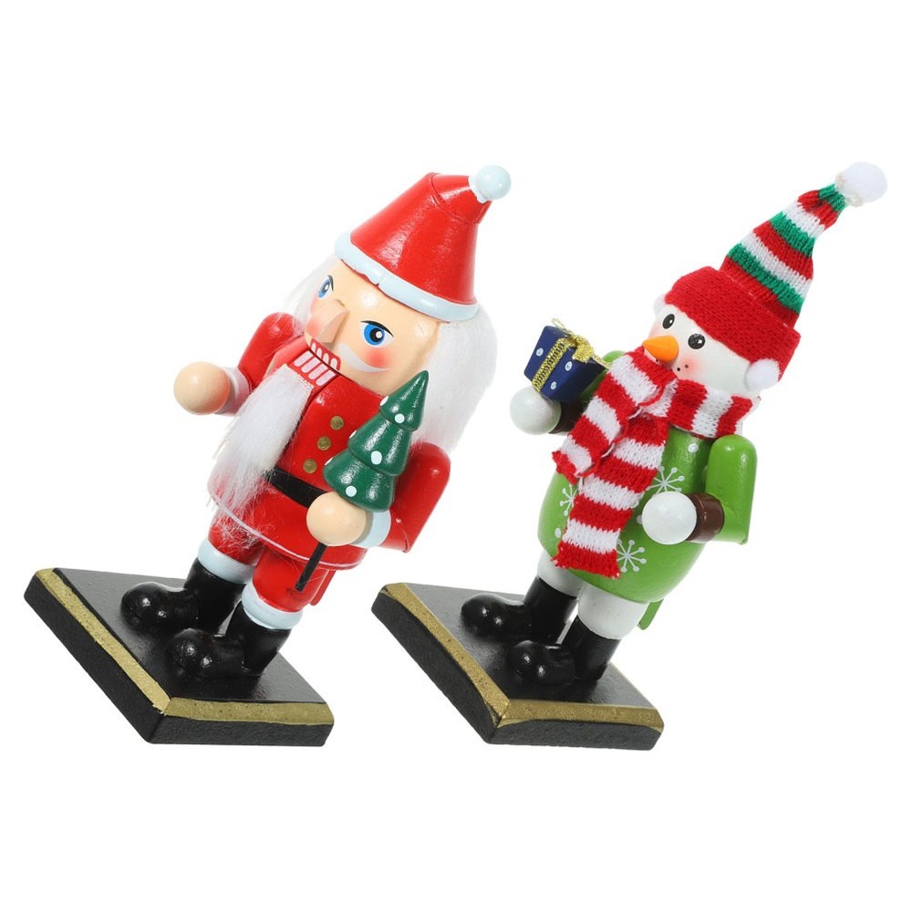 2 Pcs Nutcracker Decorations Figure Decorative Desktop Ornaments