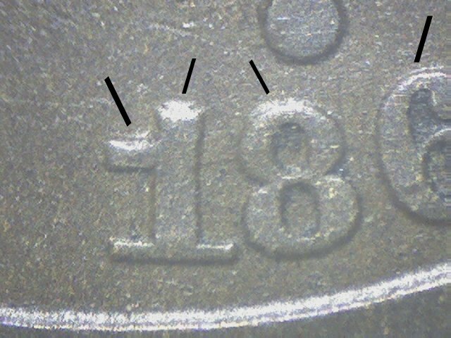 1868 2 CENT RARE RE-CUT DATE   W17