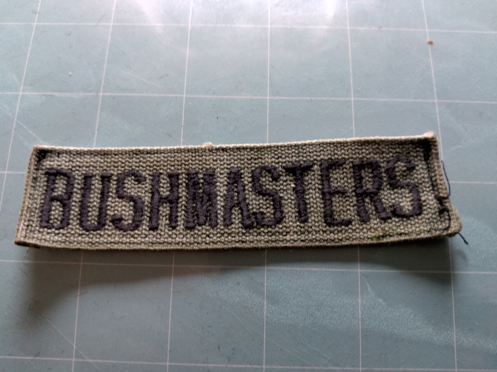 Bushmasters name tag patch, from BDU's, size 4x1