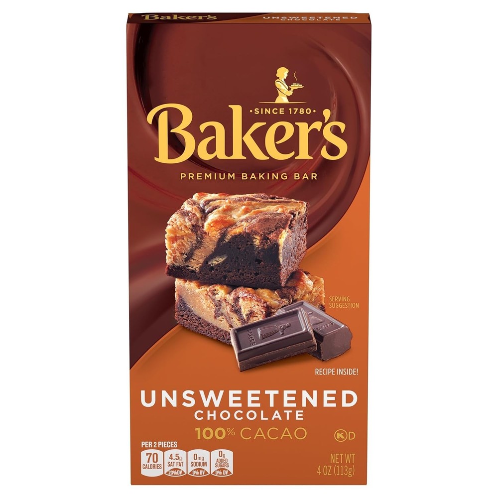 4 oz Baker's Unsweetened Chocolate Bar - Elevate Your Baking Experience